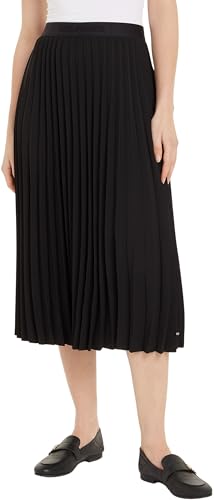 Tommy Hilfiger Damen Rock Fluid Pleated Skirt Midi-Länge, Schwarz (Black), 38 von Tommy Hilfiger