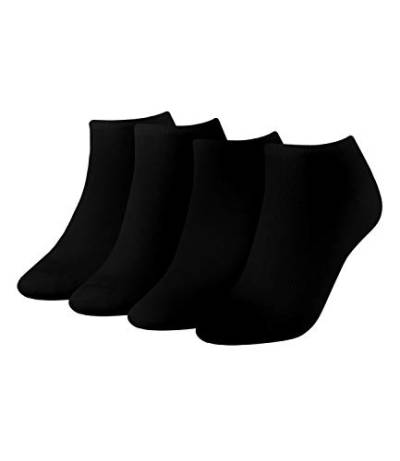 Tommy Hilfiger Damen Sneaker Socken Füßlinge Kurzsocken 343024001 4 Paar, Farbe:Schwarz, Menge:4 Paar (2x 2er Pack), Größe:35-38, Artikel:-200 black von Tommy Hilfiger