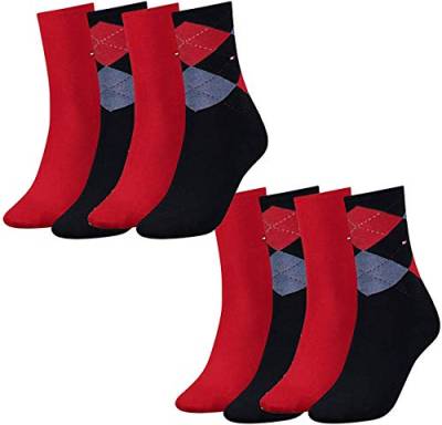 Tommy Hilfiger Damen Socken Check Casual Socken 4er Pack, Größe:39-42, Farbe:Midnight Blue (563) von Tommy Hilfiger