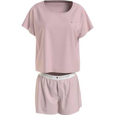 Tommy Hilfiger Damen Ss Jersey Pj Set UW0UW05425 Pyjamas, Schwarz (Whimsy Pink/Grid Check Pink), S von Tommy Hilfiger