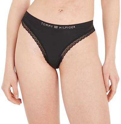 Tommy Hilfiger Damen String Tanga, Schwarz (Black), M von Tommy Hilfiger