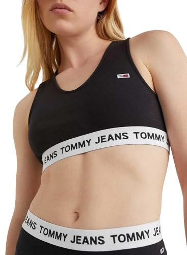 Tommy Hilfiger Damen Tjw Super Crop V-Logo Waistand Weitere Strickoberteile, Schwarz und silberfarben, XL von Tommy Hilfiger