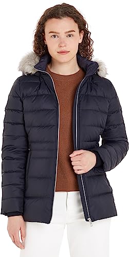 Tommy Hilfiger Damen Daunenjacke Down Jacket With Fur Winter, Blau (Desert Sky), XXS von Tommy Hilfiger