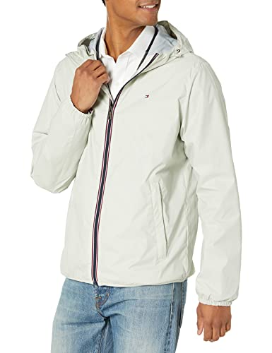 Tommy Hilfiger Herren Leichte, Wasserabweisende Kapuze Regenjacke, Eisfarben, XXL von Tommy Hilfiger