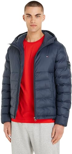 Tommy Hilfiger Herren Daunenjacke Packable Recycled Quilt mit Kapuze, Blau (Desert Sky), M von Tommy Hilfiger