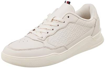Tommy Hilfiger Herren Cupsole Sneaker Elevated Cupsole Mono Detail Schuhe, Beige (Weathered White), 40 von Tommy Hilfiger