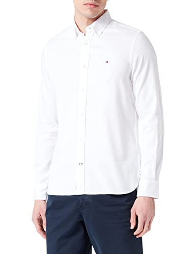 Tommy Hilfiger Herren Hemd Core Flex Dobby Langarm, Weiß (White), XXL von Tommy Hilfiger