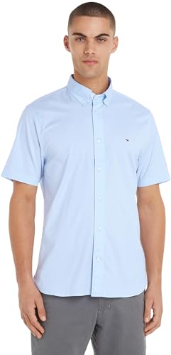 Tommy Hilfiger Herren Flex Poplin Rf Shirt S/S Mw0mw33809 Freizeithemden, Blau (Calm Blue), L EU von Tommy Hilfiger