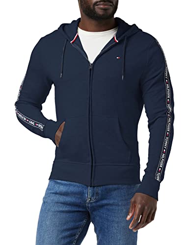 Tommy Hilfiger Herren Hoodie mit Reißverschluss Zipper, Blau (Navy Blazer), S von Tommy Hilfiger