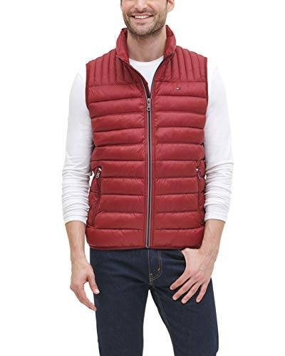 Tommy Hilfiger Herren Leichte, Gesteppte Pufferweste (Standard und Big & Tall) Daunenweste, Rot/Ausflug, einfarbig (Getaway Solids), XL von Tommy Hilfiger