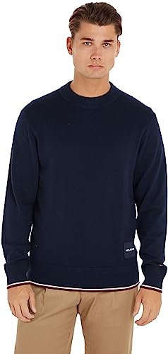 Tommy Hilfiger Herren Pullover Tipped Crew Neck Strickpullover, Blau (Desert Sky), M von Tommy Hilfiger