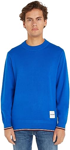 Tommy Hilfiger Herren Pullover Tipped Crew Neck Strickpullover, Blau (Ultra Blue), L von Tommy Hilfiger