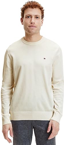 Tommy Hilfiger Herren Pullover Crew Neck Sweater Strickpullover, Weiß (Ivory), M von Tommy Hilfiger