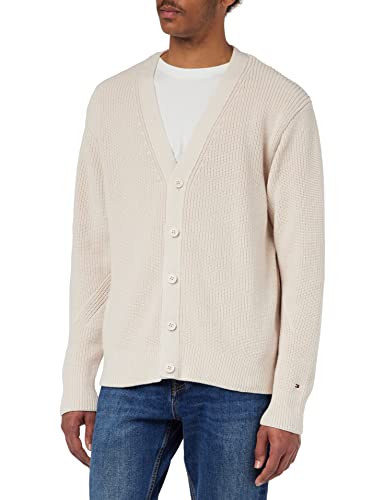 Tommy Hilfiger Herren Cardigan Strickjacke, Elfenbein (Feather White), L von Tommy Hilfiger