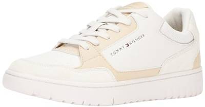 Tommy Hilfiger Herren Cupsole Sneaker Basket Core Leather Mix Schuhe, Beige (Misty Coast), 42 EU von Tommy Hilfiger