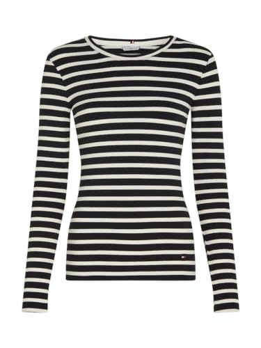 Tommy Hilfiger Slim Rib Stripe Longsleeve Shirt Damen - L von Tommy Hilfiger