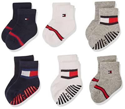 Tommy Hilfiger Unisex Baby Flag Sock 6 Pack Ecom, white grey navy, 23 von Tommy Hilfiger