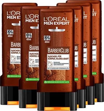 6 er Pack MEN EXPERT Duschgel »Barber Club«, für Körper, Haare & Bart XXL 6 x 400 ml von TopDeal