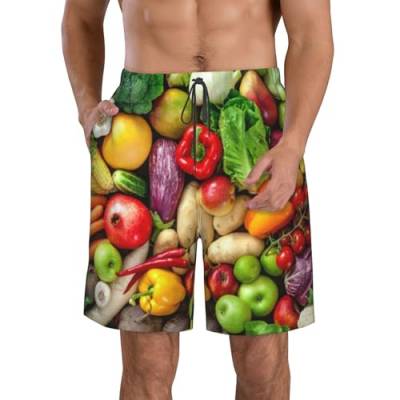 Herren-Badeshorts & Ttrunks, frisches Obst und Gemüse, Bbeach-Shorts, Sommer-Shorts, schnelltrocknend, modisch, lässig, Frisches Obst und Gemüse, XL von Tresila