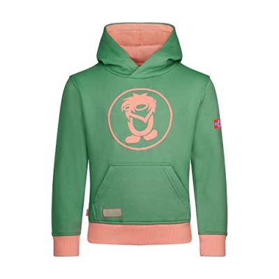 Trollkids Baumwoll Hoodie Pullover mit Kapuze, Blattgrün/Koralle, Größe 128 von Trollkids