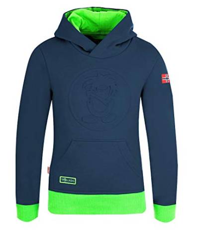 Trollkids Kapuzenpulli Hoodie Lillehammer, Marineblau/Hellgrün, Größe 104 von Trollkids