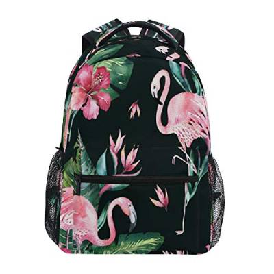 HaJie Rucksack Blume Tropische Palmblätter Flamingo Reise Tagesrucksack Große Kapazität Rucksack Casual Schule Buch Tasche Schultergurte Computer Laptop Tasche für Damen Herren Teenager Mädchen Jungen von TropicalLife