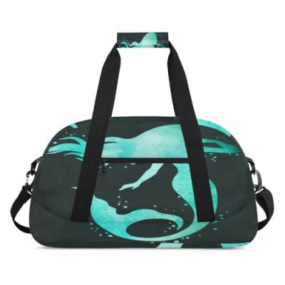 Meerjungfrau Wasserfarbe Sport Duffel Bag für Damen Herren, Meerjungfrau 24L Wochenende Übernachtung Tasche Tote Holdall Reise Gym Bag für Kinder Mädchen Jungen, farbe, (24L) UK, Taschen-Organizer von TropicalLife