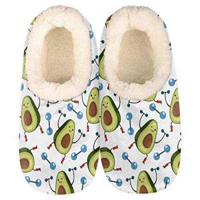 TropicalLife Niedliche Avocado-Hausschuhe für Damen, flauschig, mit Plüsch gefüttert, Hausschuhe, Schlafzimmer, gemütliche Hausschuhe, mehrfarbig, Medium von TropicalLife