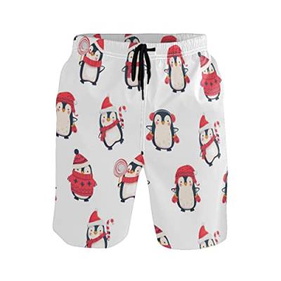 TropicalLife Herren Strandshorts Süße Weihnachten Pinguin Badehose S Board Shorts Mesh Futter Badeanzüge Bademode, multi, M/L von TropicalLife