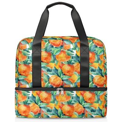 Wasserfarbe Orange Reisetasche für Männer Frauen 21L Orange Wochenendtasche nass getrennt Sport Tote Gym Reise Weekender Tasche, multi, 21L, Reisetasche von TropicalLife