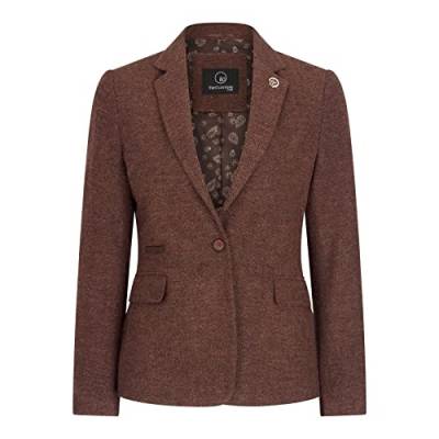 TruClothing.com Damen Tweed Anzug Blazer Hose Weste Fischgrät Wolle Vintage Rust Braun - Kamel 48 von TruClothing.com