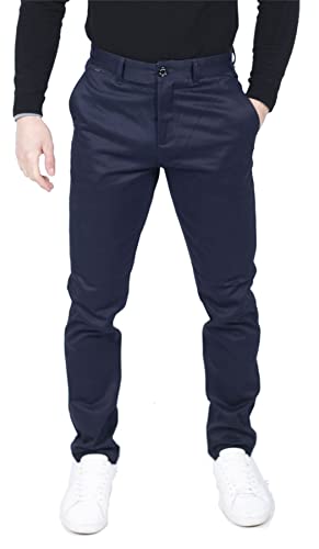 TruClothing.com Herren Regular Chino Jeans Hose Stretch Classic Elegant Maßgeschneidert Fit - Marineblau 32W 32L von TruClothing.com