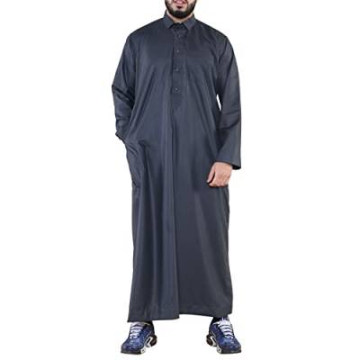 TruClothing.com Herren Thobe Jubba Islamisch Muslimisch Baumwolle Kaftan Kleid Robe Arabisch - grau L von TruClothing.com