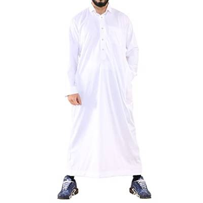TruClothing.com Herren Thobe Jubba Islamisch Muslimisch Baumwolle Kaftan Kleid Robe Arabisch - weiß L von TruClothing.com