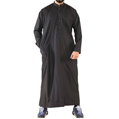 TruClothing.com Herren Thobe Jubba Nehru Kragen Islamische Kleidung Muslim Kleid Robe Saudi - schwarz L von TruClothing.com