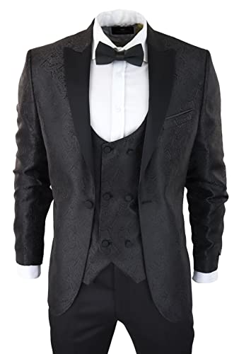 TruClothing.com Smoking für Herren Paisley Blazer und Weste Brokat Dinner Jacke - schwarz 56 von TruClothing.com