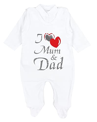 TupTam Baby Mädchen Jungen Strampler mit Langarmshirt Aufdruck Spruch 2 teilig, Farbe: I love Mum and Dad, Größe: 68 von TupTam