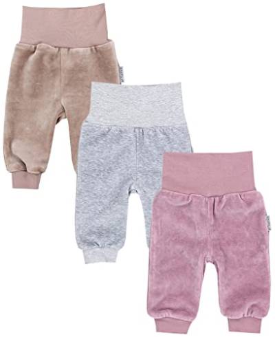 TupTam Baby Mädchen Nicki Hose Jogginghose 3er Pack, Farbe: Melange Grau/Beige/Rosa, Größe: 56 von TupTam