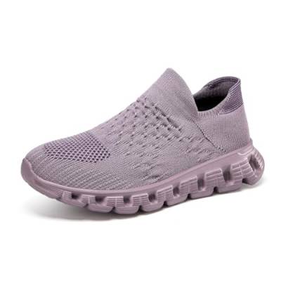 Twinice Laufschuhe Damen Luftpolster Atmungsaktiv Sportschuhe Turnschuhe rutschfeste Leichtgewichts Straßenlaufschuhe Sneaker Joggingschuhe Walkingschuhe Fitness Lila 38EU von Twinice