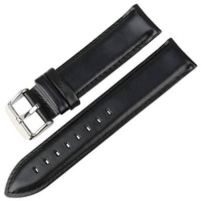 ULPro Ersatz Uhrenarmbänder, Hochwertiges Leder-Uhrenarmband, braun, mit Roségold-Verschluss, 16 mm, 17 mm, 18 mm, 20 mm (Color : Black-a-silver, Size : 12mm) von ULPro