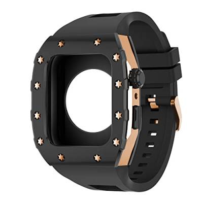 UNCASO Modifikationsset für iWatch Serie 7, 6, 5, 4 SE, Metallgehäuse, Silikonband für Apple Watch, Gummiband, Stoßfängerabdeckung, 44 mm / 45 mm, 44MM, Achat von UNCASO
