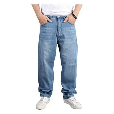 Männer Jean Stretch Straight Baggy Jeans Casual Hip-hop Skateboard Hosen Mid-Ehe-Jeans von UNeedVog