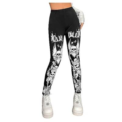 UNeedVog Frauen -Leggings Halloween -Skelett -Druck -Strumpfhosen Vielseitiger Gotischer Yogahosen von UNeedVog