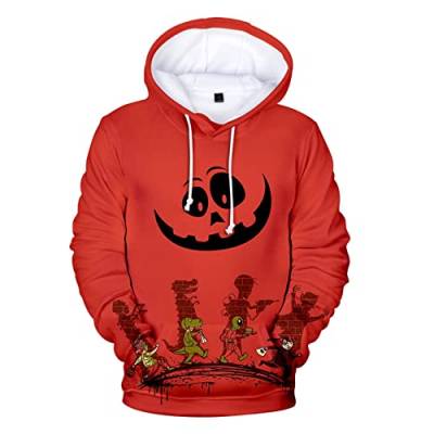 UNeedVog Herren Halloween Hoodie Horror Kürbis Muster Hoody Sweatshirt Casual Long Sleeve Pullover von UNeedVog