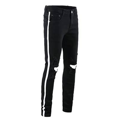 UNeedVog Herren Ripping Jeans Dünne Stretch Straight Bein Jeans Mode Casual Streetwear Denim Hose von UNeedVog