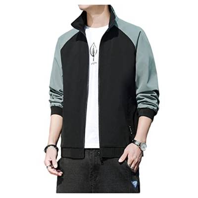 UNeedVog Jacke für Männer Farbblock Casual Bomber Jacke Stand-up-kragen Jacke Baseballmantel von UNeedVog