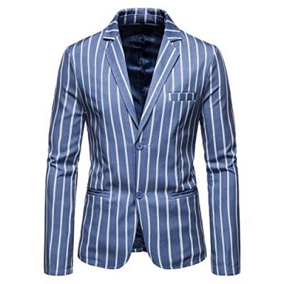 UNeedVog Männer Blazer Slim Fit Striped Double Breasted Anzug Jacke Formelle Business Casual Anzugmantel von UNeedVog