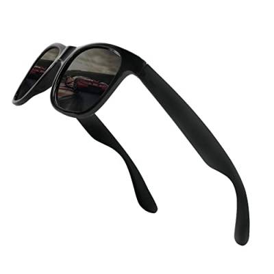 URAQT Sonnenbrille, Schwarze Retro Vintage für Herren Damen, Rahme Ultra Leicht Brille mit UV 400 Schutz, Unisex Mode Sunglasses zum Golf Fahren Angeln Reisebrille Outdoor Sport（Grau） von URAQT