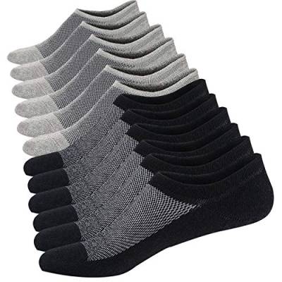 Herren Sneaker Socken Atmungsaktiv Unsichtbar Socken Kurzsocken Baumwoll Knöchelsocken Low Cut Sportsocken (Schwarz/Grau (3 Paar Jeder),44-48) von Ueither