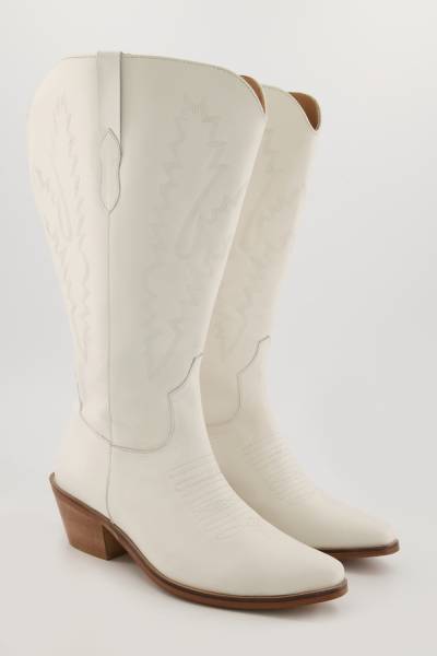 Leder-Cowboystiefel, Damen, beige, Größe: 40, Polyester/Leder, Ulla Popken von Ulla Popken